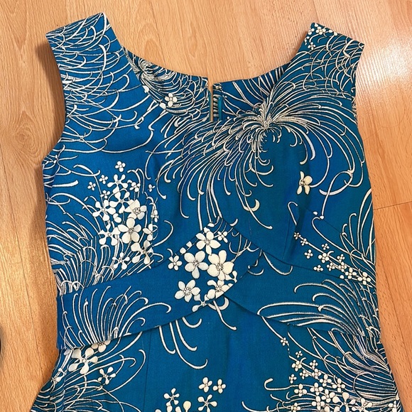 Vintage homemade teal floral maxi dress size 4 - Picture 10 of 11